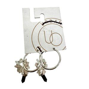 Silver Hoop Earrings With Beaded Charms & Black Crystal Accent By Urban Outfitte